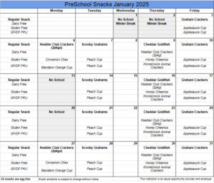 Jan25 Snack Calendar